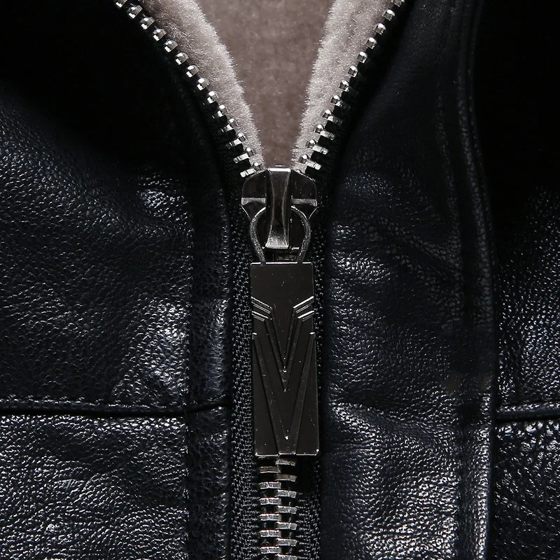 2018 new Men Sheep skin Jacket Faux Fur Fleece Motorcycle Bomber Black Leather Coats Male Outerwear Winter Keep warm | Мужская одежда
