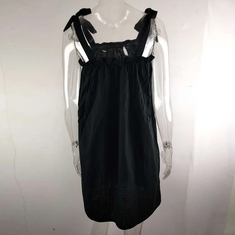 

2019 Femme Fashion Above-Knee Summer Dress Women Chic Beach Party Dress Lace Up Casual Mini Dress Vestidos