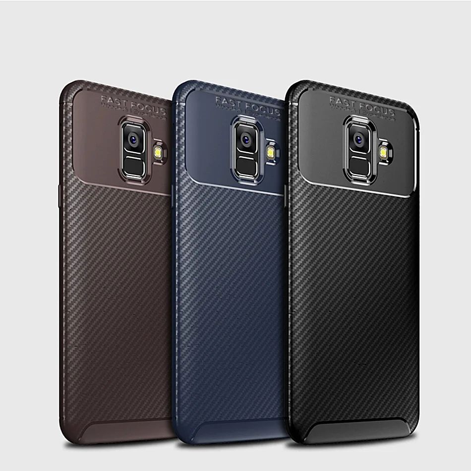 Silicone Case For Samsung Galaxy A6 2018 Shockproof Carbon Fiber Soft TPU Cover Plus Silicon |
