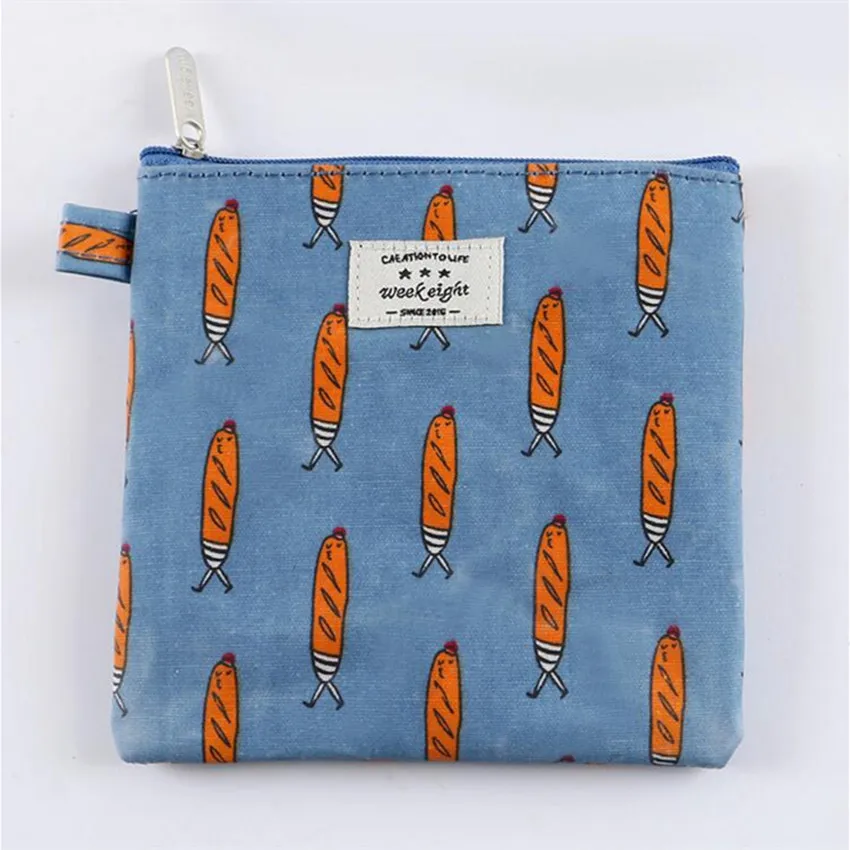 Женские холщовые кошельки M183 из хлопка милые с рисунком вишни яблока хлеба пиццы