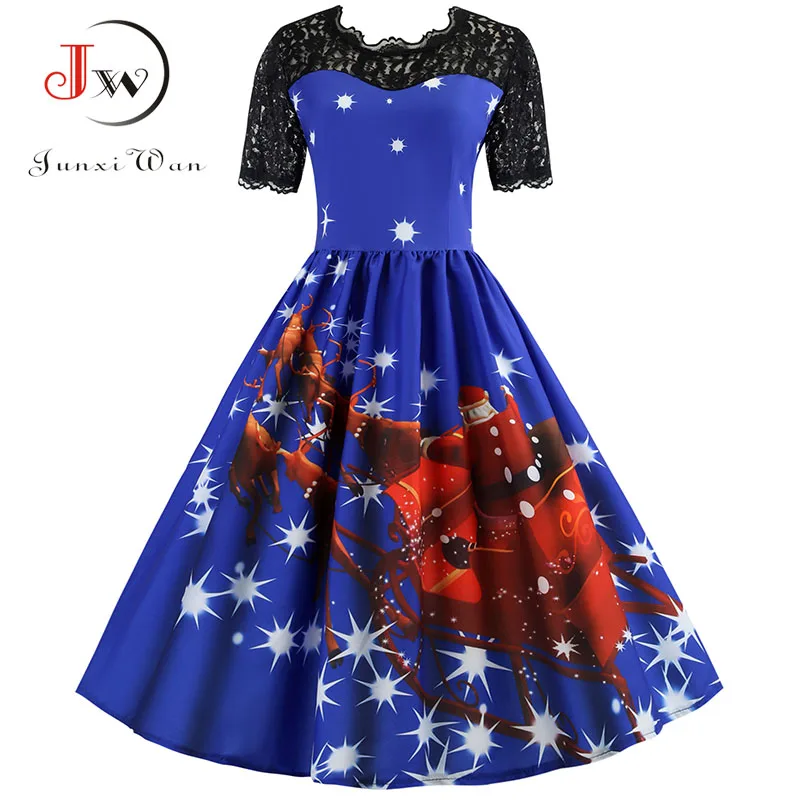 Vestidos кружевное рождественское платье элегантное винтажное женское повседневное
