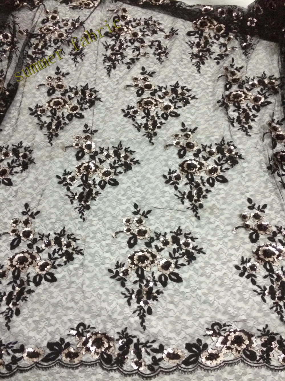 Sequins lace fabric Black Fashion Dress African 2017 high quality Sequin For Wedding | Дом и сад