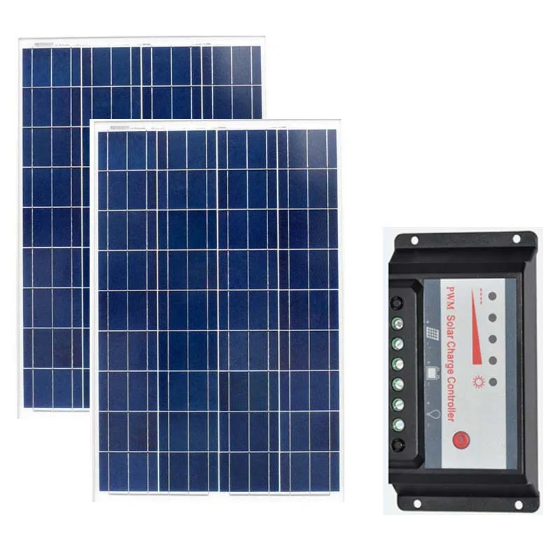 

2 Pcs Solar Panels 18v 100W Solar Battery Charger 12v Solar Energy Board 200W Solar Charge Controller 12v/24v 20a Camp Caravan