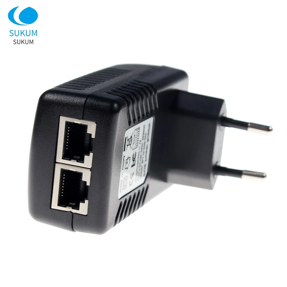 

US EU Plug Surveillance CCTV Security 48V 0.5A 24W POE Wall Plug POE Injector Ethernet Adapter IP Camera PoE Power Supply