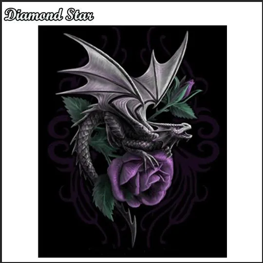 3D Diamond Painting Cross Stitch Dragon And rose DIY Animal Square 5d Embroidery Home Decor|Алмазная мозаика и вышивка| |