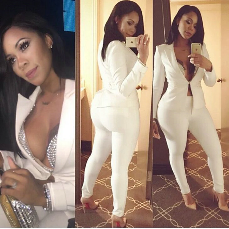 Женский офисный костюм из двух предметов: Блейзер и брюки 2019|Брючные костюмы| |