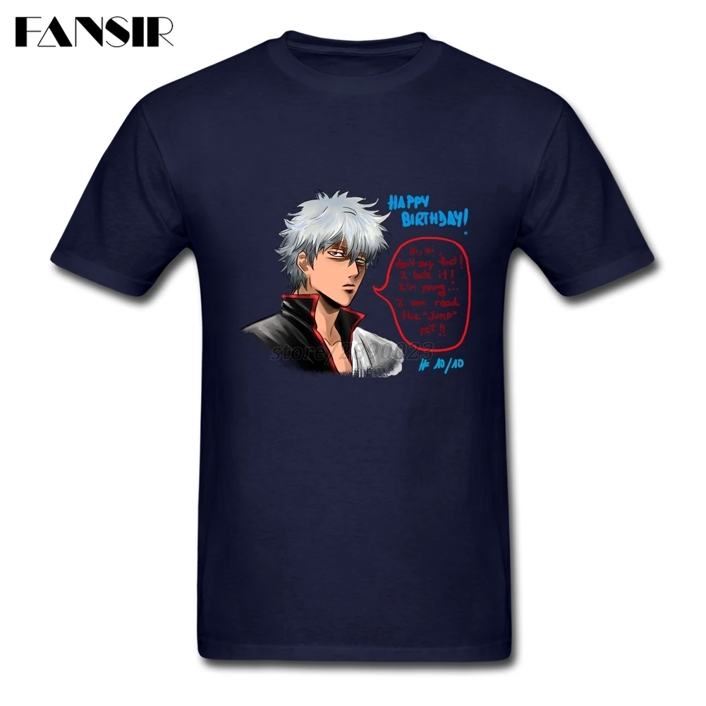 Футболка мужская с трафаретной печатью Японский комикс Gintama хлопковая брендовая