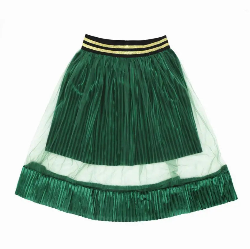 2019 Весенняя модная плиссированная бархатная юбка для маленьких девочек длинная