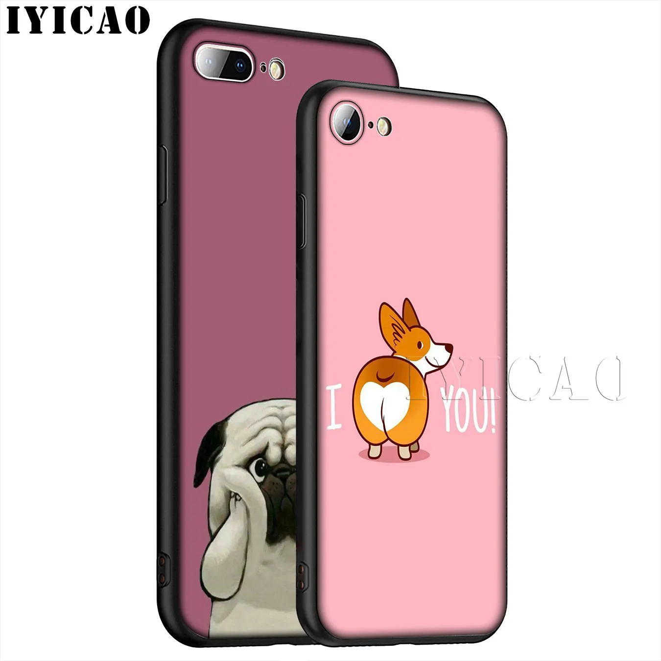 IYICAO милый мягкий силиконовый чехол для iPhone XR X XS 11 Pro Max 6 6S 7 8 Plus 5 5S SE 10 черный из ТПУ |