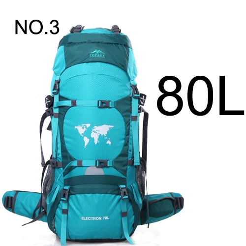NO 3 80L Топ 80L 70L 60L походный рюкзак для кемпинга, походов, альпинизма, спорта на открытом воздухе, путешествий, рюкзак, водонепроницаемый дождевик - Цвет: NO 3 80L