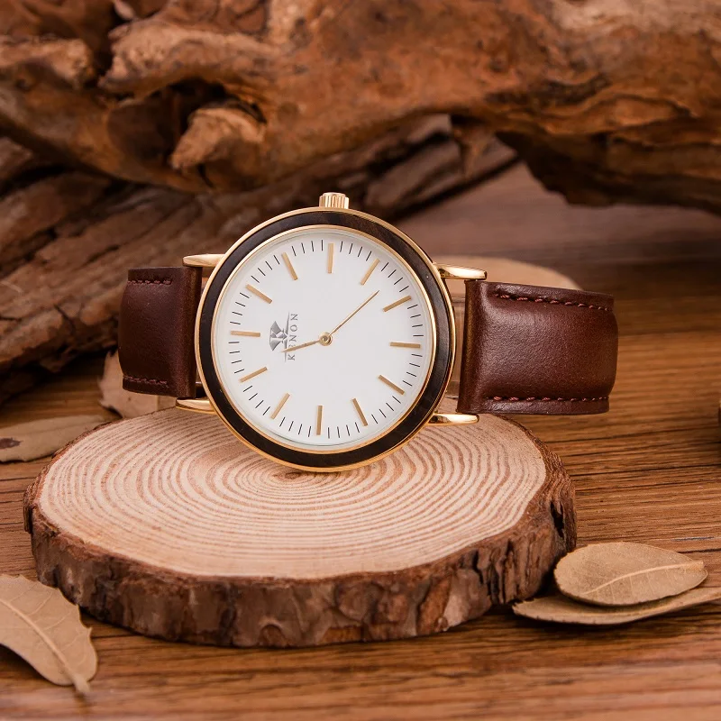 Lastest Kenon Men Wrist Watches Top Brand Luxury Quartz Stainless Steel Wooden Watch Best Gift For Lover relogio masculino | Наручные