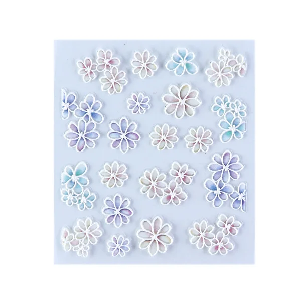 17 5D Embossed Nail Sticker Decals Blooming Flower Acrylic Engraved 3D Slider Manicure Empaistic Nail Art Decoration Tips CH1019 - Цвет: 17