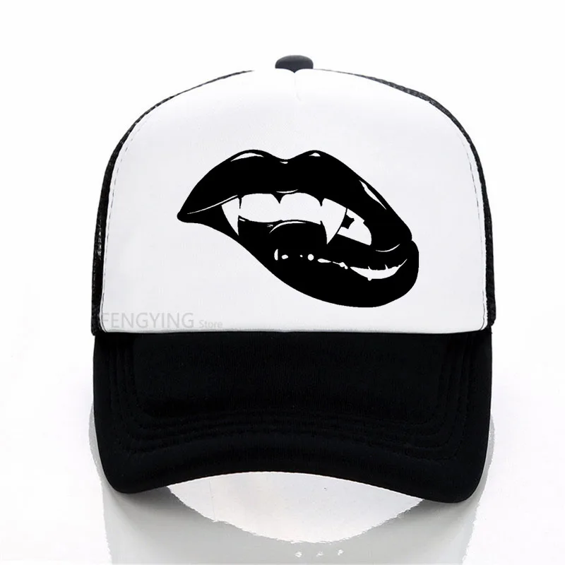 

Fashion Sharp Monster Mouth Kiss Vampire Lips TEETH baseball cap summer mesh cap Adjustable sports hat