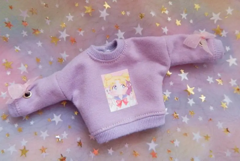 2pcs/set Cute 1/6 Doll's Outfits Purple Long-Sleeve Sweater+Skirt for Blyth Dress for1/6 Doll Clothes Accessories