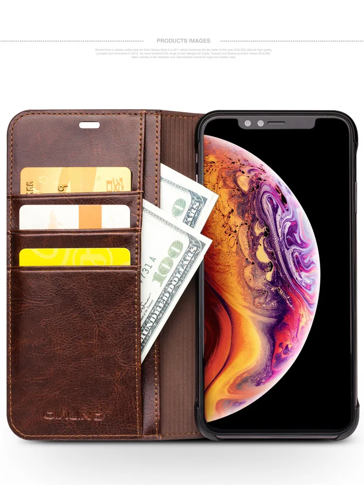 QIALINO Роскошный ультра тонкий ручной работы чехол для телефона для iPhone XS/XR из натуральной кожи кошелек слот для карт сумка флип-чехол для iPhone Max