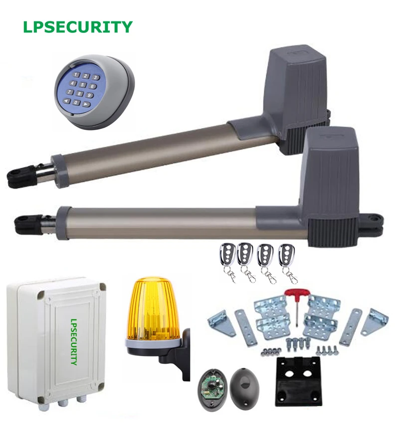 LPSECURITY распашные ворота открывалка/электрические ворота двигатели линейный привод с фотоэлементами(лампа, клавиатура, gsm модуль, кнопка опционально