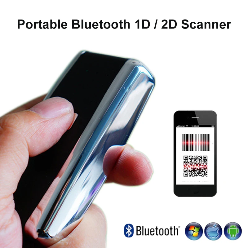 Портативный 4 0 беспроводной bluetooth 2D сканер штрих-кода 1D лазерный считыватель мини