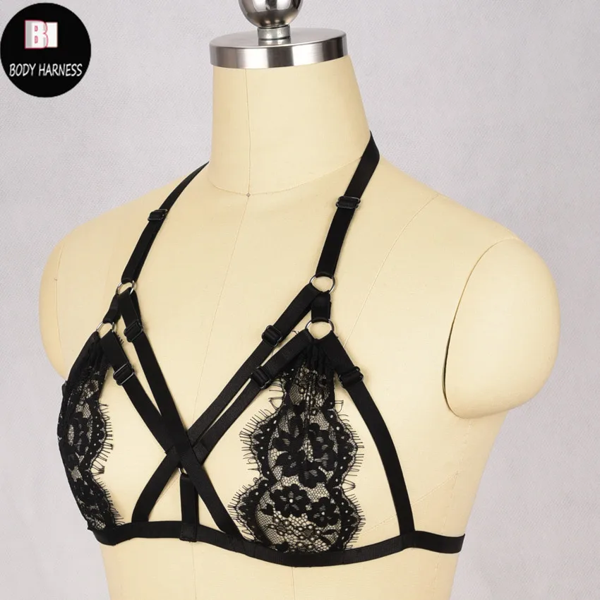 Женский кружевной бюстгальтер в стиле Харадзюку готический клетку