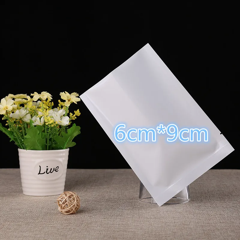 

6*9cm Heat Seal Flat Pocket White Mylar Foil Open Top Packaging Bags Food Storage Aluminum Vacuum Pouch 200Pcs/Lot Free Shipping