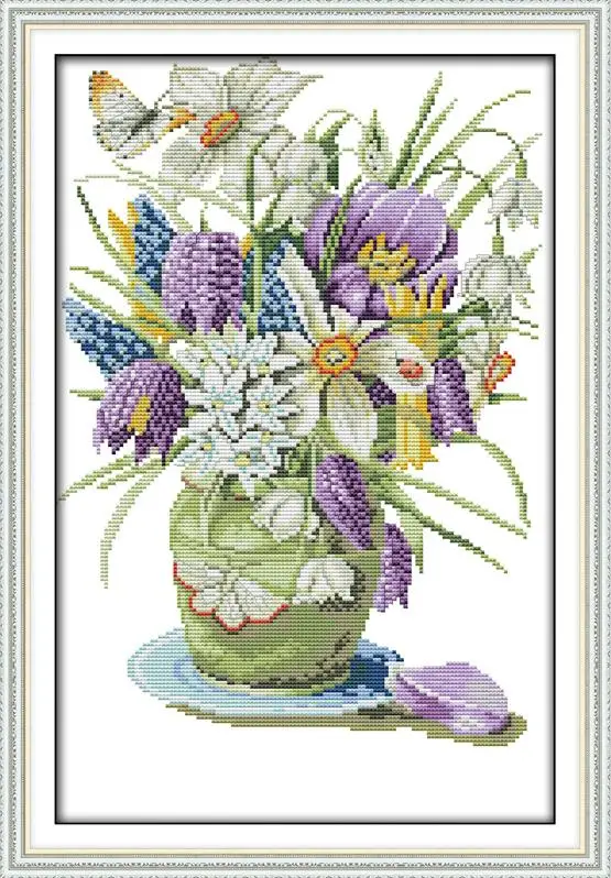 H459-2 Joy Sunday Flowers Серия Холст DMC Счетный 11CT 14CT Китайский Набор для вышивки крестом печатная вышивка украшение дома отправка подарка - Цвет: H459-2