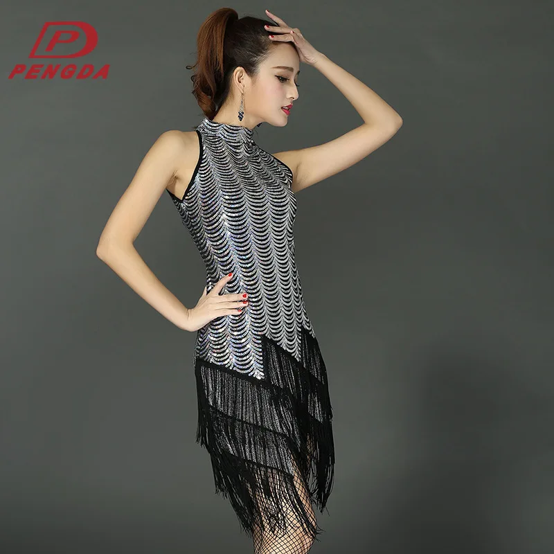 Женское платье с бахромой для латиноамериканских танцев блестками бальных