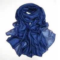 2021 new fashion plain navy blue silk scarf women 100 natural linen soft hijabs and shawls wrap foulards muslim snood 18090cm