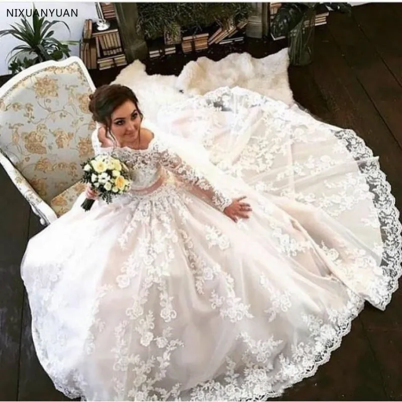 Robe De Mariage кружевные свадебные платья с длинными рукавами длина до пола