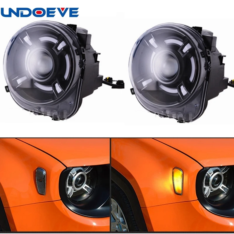 Undoeve пара для Jeep Renegade HID светодиодный фары с DRL и bi xenon проектор 2015 2017 фар|Фара авто в