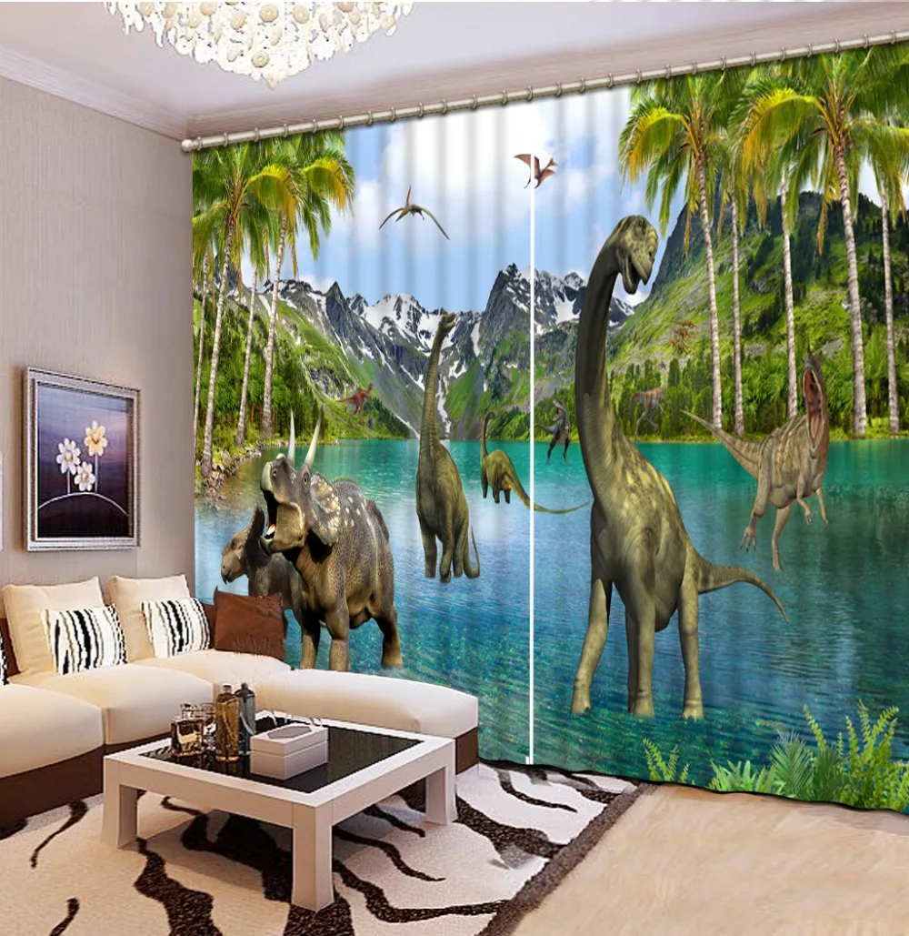 Роскошные 3D затемненные оконные шторы с мультяшными животными | Дом и сад