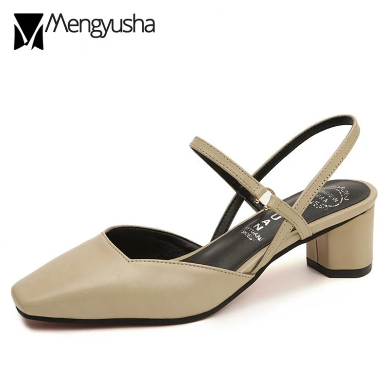 Босоножки на высоком каблуке с квадратным носком женские туфли без задника