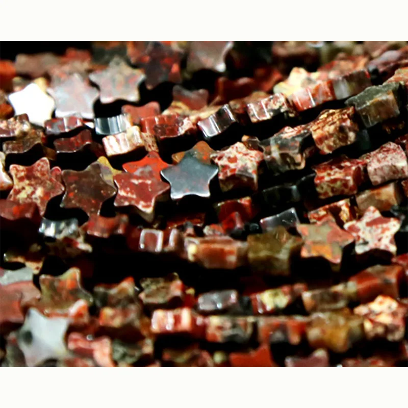 Wholesale Natural Red BRECCIATED Jasper Flat Star Shape Loose Small Beads 4-10mm Fit Jewelry DIY Necklace or Bracelet 15&quot 03081 |