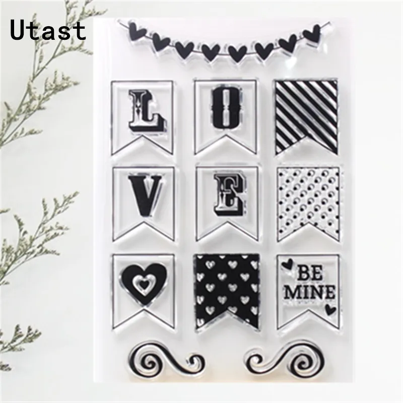 Love Banner Flag Clear Silicone Stamps /Transparent Rubber Stamp for DIY Scrapbooking /Photo Album Decorative Craft Making | Дом и сад