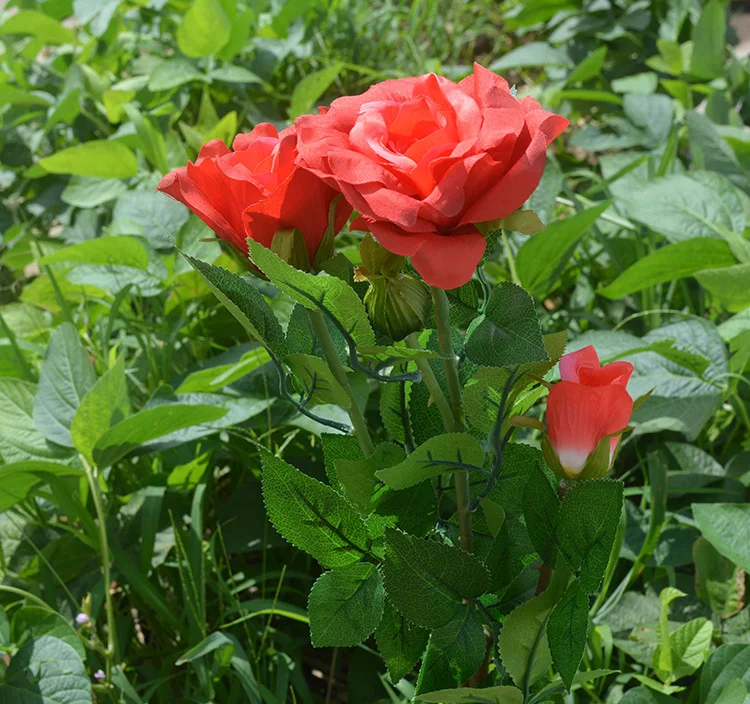 Солнечная искусственная Роза LED лужайка свет искусственный сад декоративный