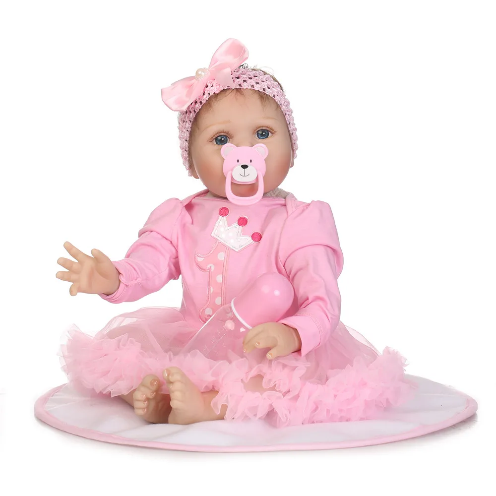 

New 55cm Silicone Vinyl Baby Reborn Dolls Adorable Handmade pink princess Baby Dolls Kids Toys Reborn Bonecas Gifts