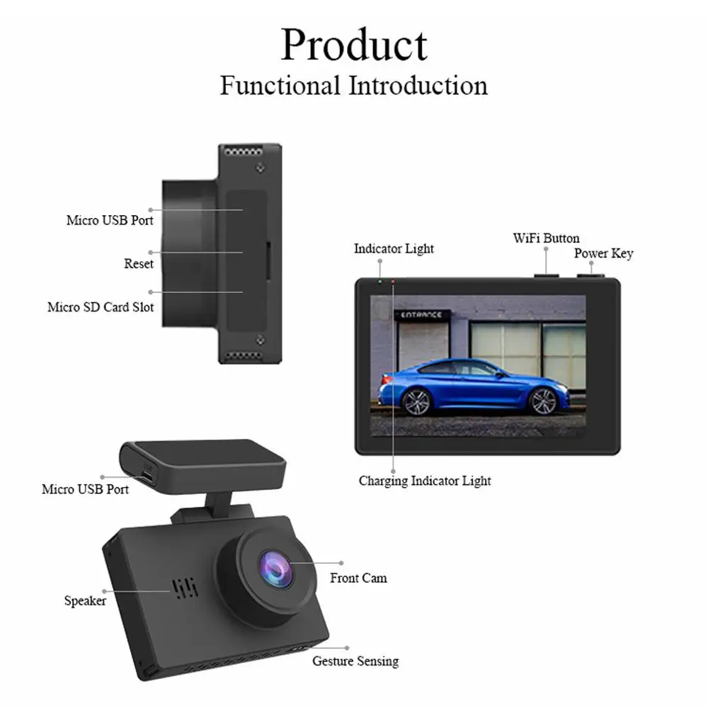 ZUCZUG 3,0 ''сенсорный экран 4K Ultra HD gps wifi Автомобильный видеорегистратор 2160P DVR с 1080P тыловой камерой ночного видения двойной объектив Dashcam