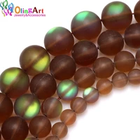 olingart 6mm8mm10mm12mm matte brown rainbow bead moonstone loose spacer beads diy necklacebraceletearrings jewelry making