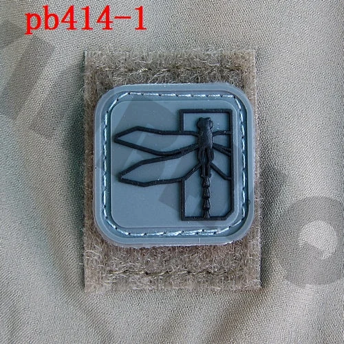 PB414 Gray 3D ПВХ патч 2* шт Стрекоза логотип боевой мягкий корпус - Цвет: PB414 Gray