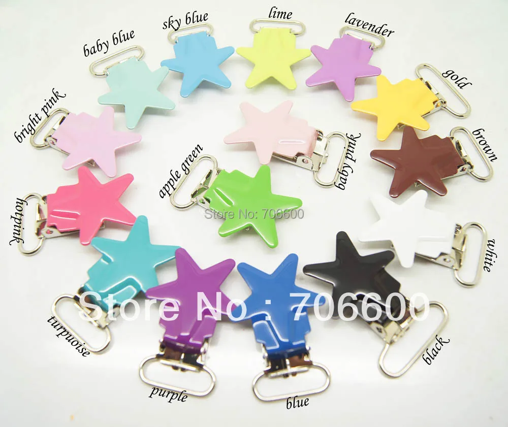 

300pcs pet lot metal suspender clips colorful pacifier clips mixed color wholesale metal suspender clips
