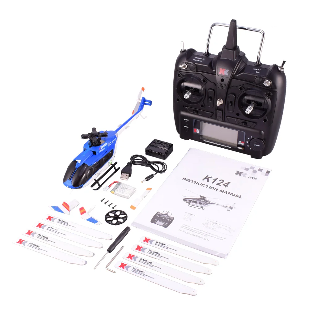 Wltoys XK EC145 K124 6CH бесколлекторный р/у вертолет 3D 6G система дистанционного управления игрушка передатчик совместим с FUTABA S-FHSS - Цвет: RTF(with Remote)