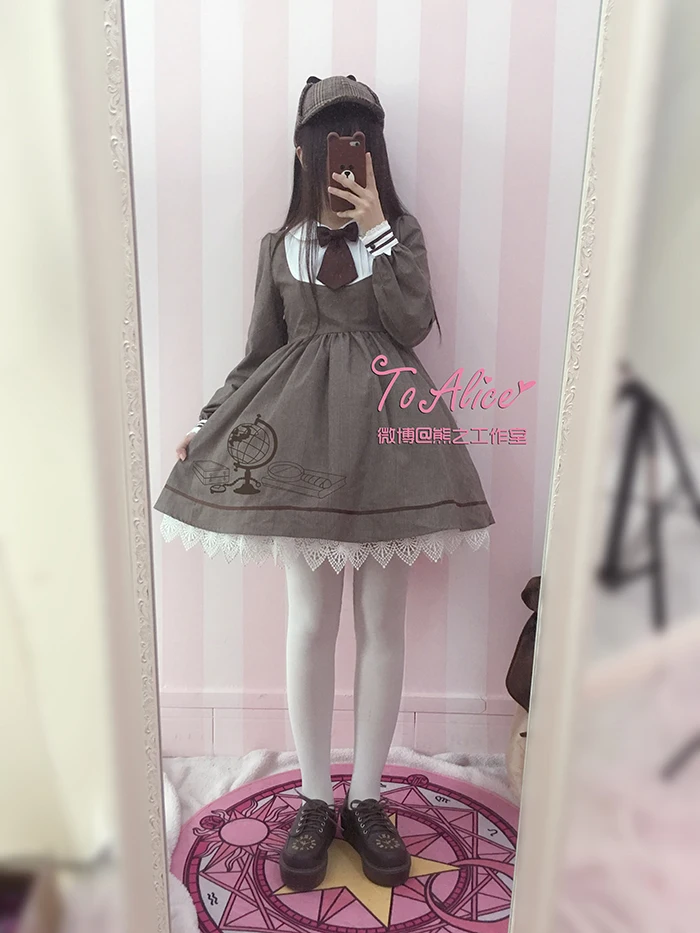 Женский Галстук в стиле преппи с изображением детектива кота длинным рукавом