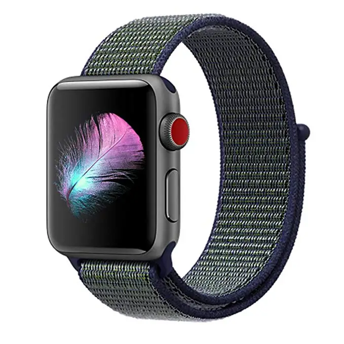 Нейлон тканые запасные браслет ремешок для наручных часов Apple Watch, версии 44/42/40/38 мм дышащий спортивный бесшовный ремешок для наручных часов iWatch серии 4/3/2/1