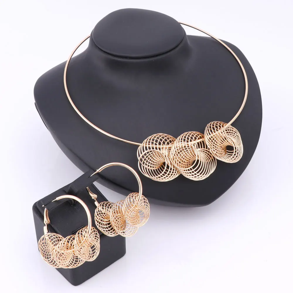 Модный комплект ювелирных изделий золотого цвета в Дубае нигерийские Свадебные