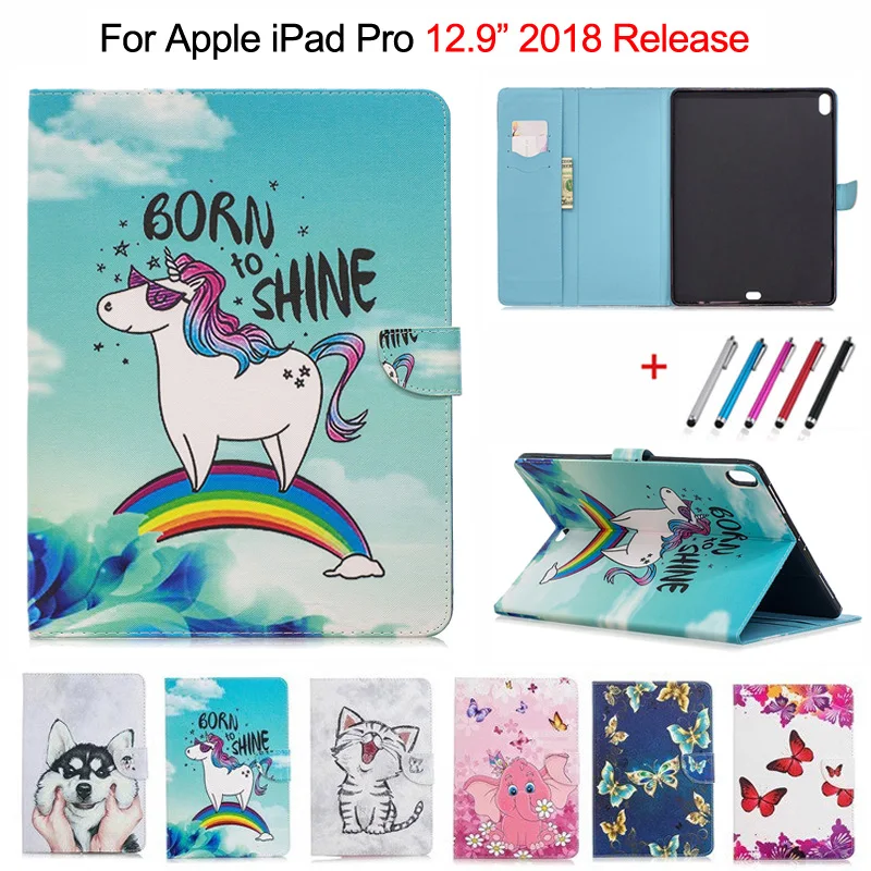 Чехол для планшета iPad Pro 12 9 2018 чехол Kawaii Единорог кошка щенок кожаный A1876 /A1895