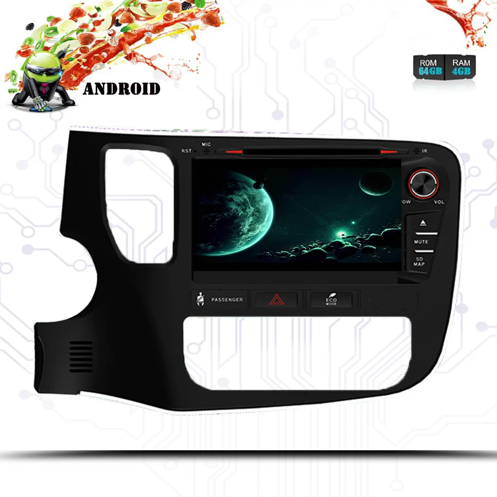 2Din 8 &quot1024x600 Octa ore 4 ГБ/64 ГБ Android 9 0 PC Автомобильный DVD GPS для Mitsubishi Outlander с стерео радио