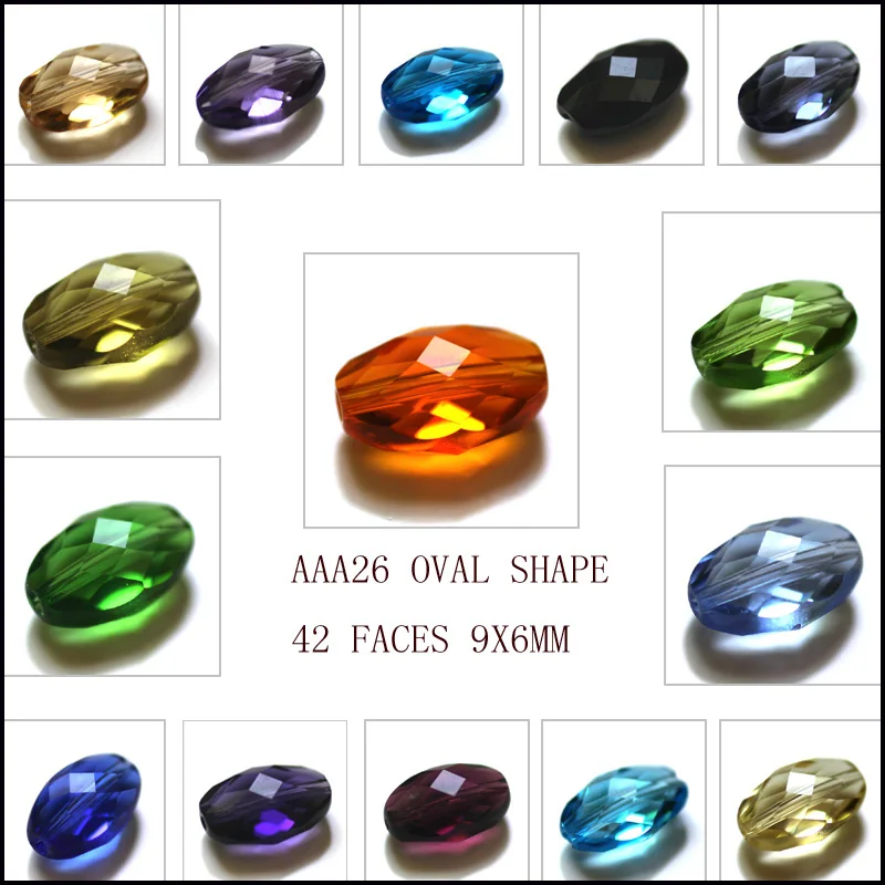 Хрустальные ювелирные бусины 9x6 мм разноцветные модные изделия овальные 100