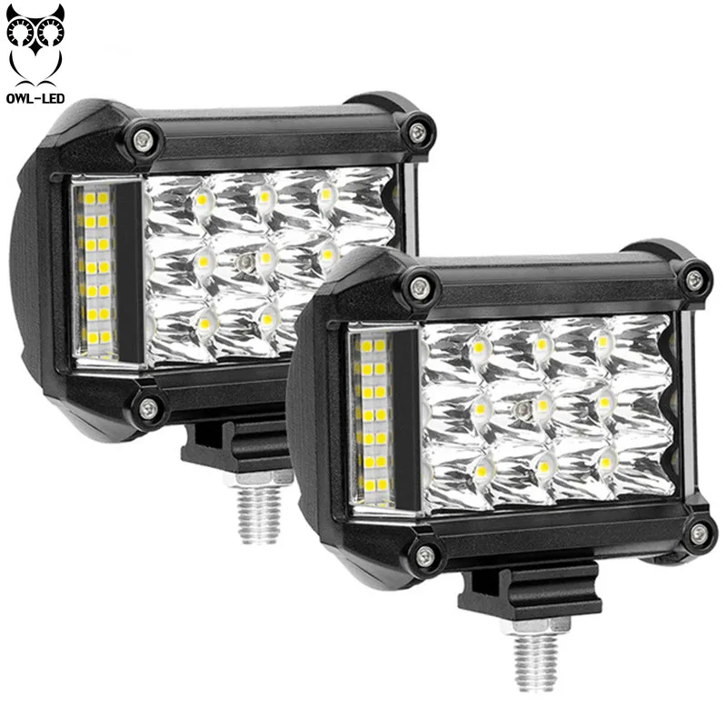 2 шт. 4 дюйма 57 W светодиодный свет работы бар 3 ряда Combo Work Light стручки внедорожные