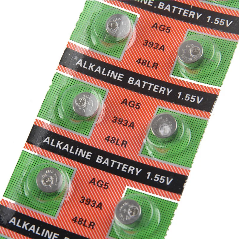 10 шт./карта AG5 часы батарея LR754 G5A 193 48 393 393A мини кнопочная монета сотового серебряного оксида SGS Стандартный фиксированный аккумулятор