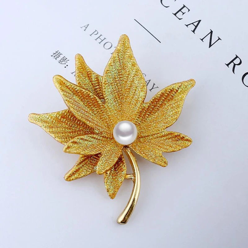 Эмаль Большой кленовый лист Броши Булавки для женщин Многоцветный завод