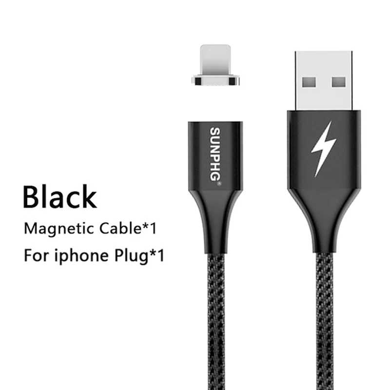 Магнитный зарядный кабель для телефона SUNPHG для samsung Android A7 A6 на Galaxy S7 Micro usb 3A Быстрая зарядка линия передачи данных для iPhone x 8p 1 м - Тип штекера: black for iphone