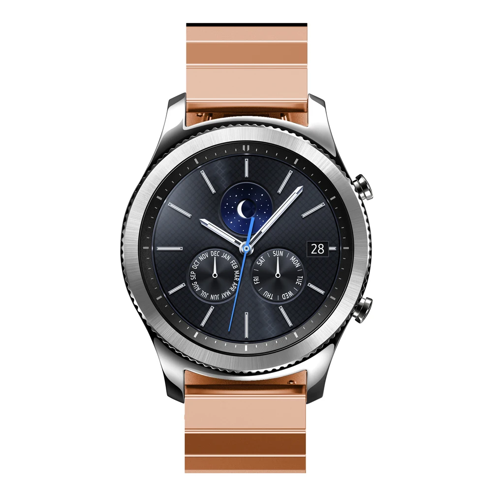 Ремешок для часов из нержавеющей стали для samsung gear S3 классический металлический ремешок для gear S3 Смарт-часы 3 звеньев ремешок для часов с регулировкой тоже